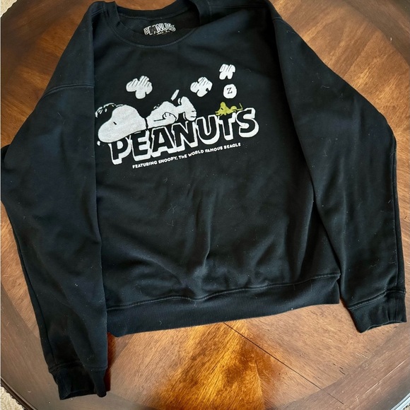 Peanuts Snoopy Classic Crewneck Sweatshirt Black Large Size - Picture 7 of 7